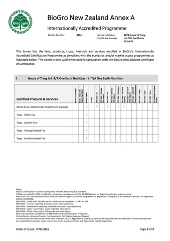 Organic Certificate 2