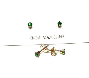 14K GF Swarovski emerald green stud earrings - Oohjacquelina Jewelry & Permanent Jewelry Boston