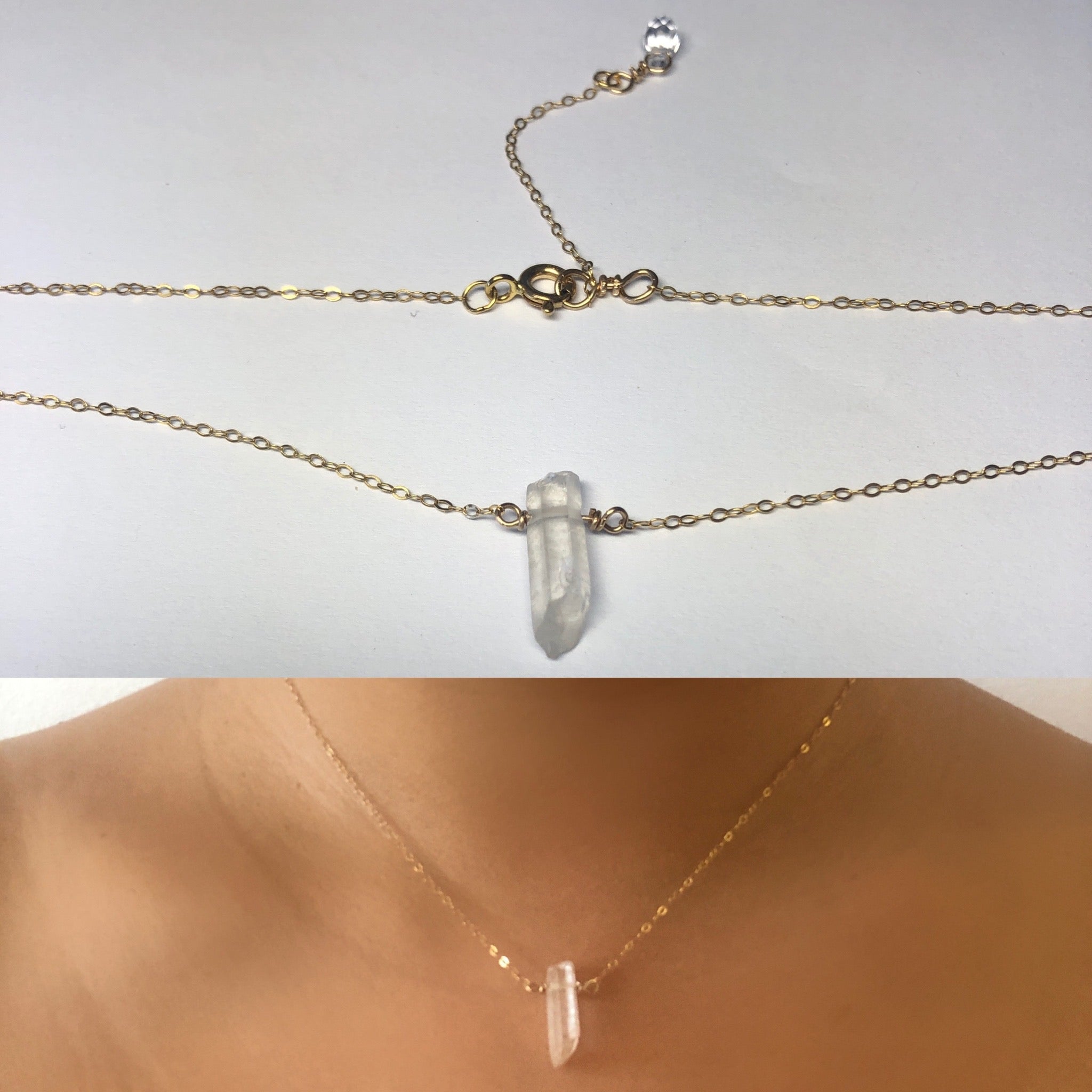 Quartz Point Choker Necklace, hypoallergenic jewelry