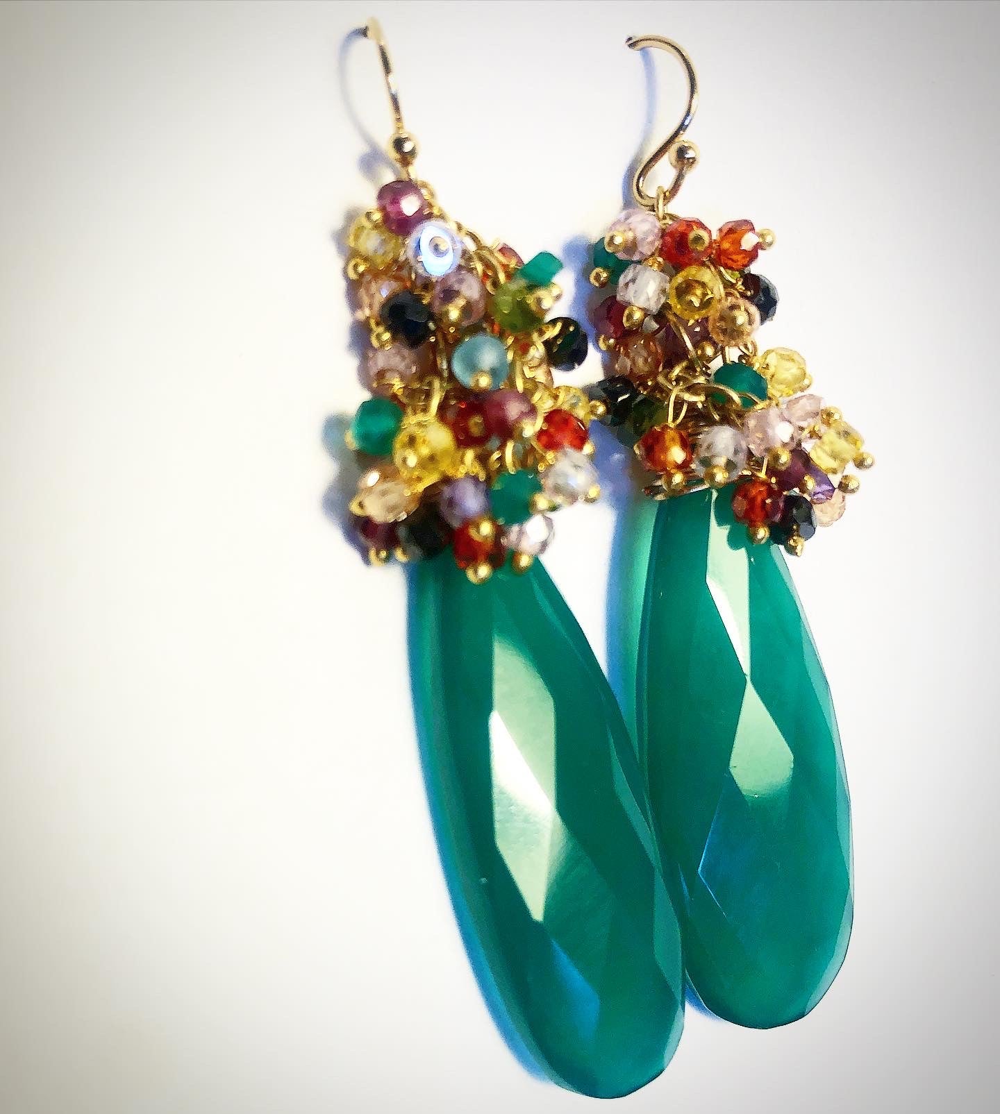 Adventurine Long Green Festival earrings