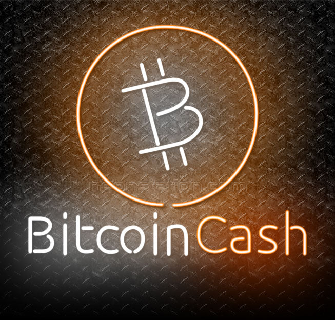 Bitcoin Cash Cryptocurrency Logo Neon Sign - 