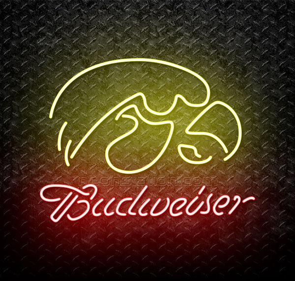 Budweiser University of Iowa Hawkeyes Neon Sign For Sale