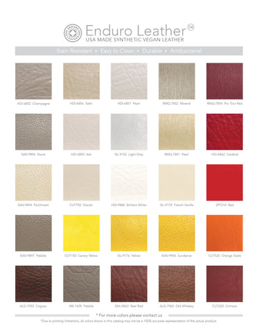 Enduro Leather - Color Chart - www.ChairsThatGive.com