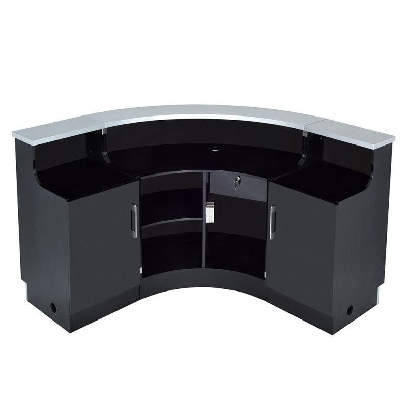 Curved Amp L Shaped Reception Desk With Led Lighting Chairs