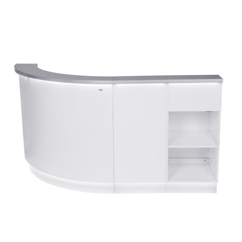 Curved Amp L Shaped Reception Desk With Led Lighting Chairs