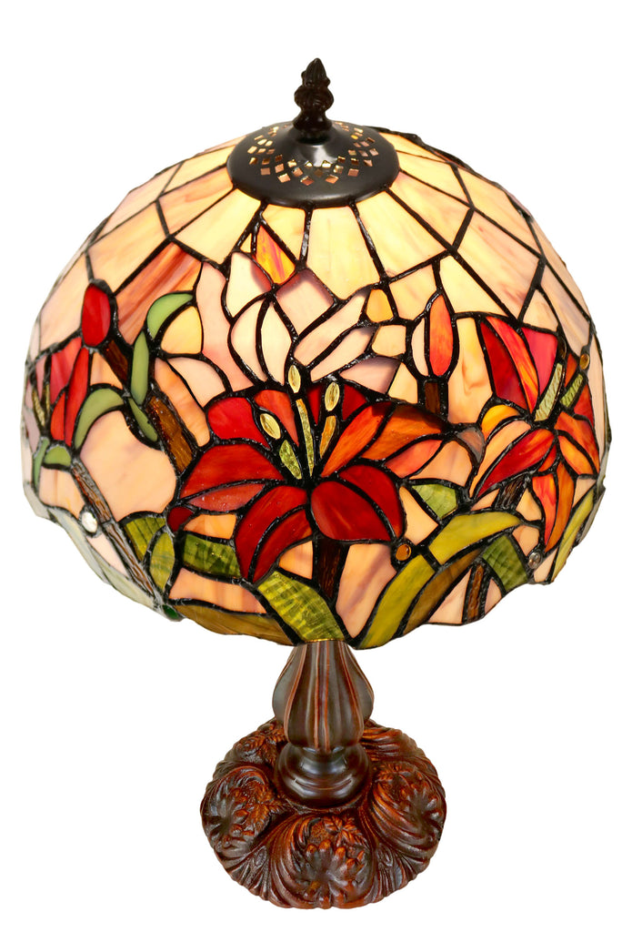 Amazing Oriental Lily Style Stained Glass Leadlight Tiffany Desk Lamp Joanne Tiffany