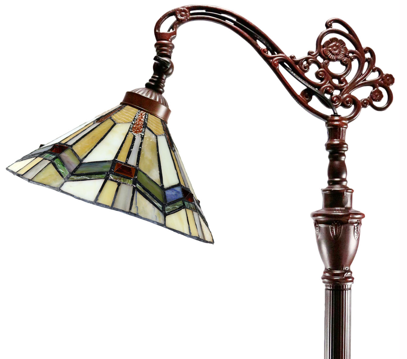 Mission Style Leadlight Stained Glass Bridge Arm Tiffany Floor Lamp ...