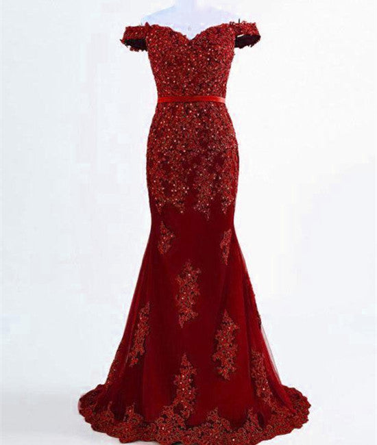 burgundy lace formal dress