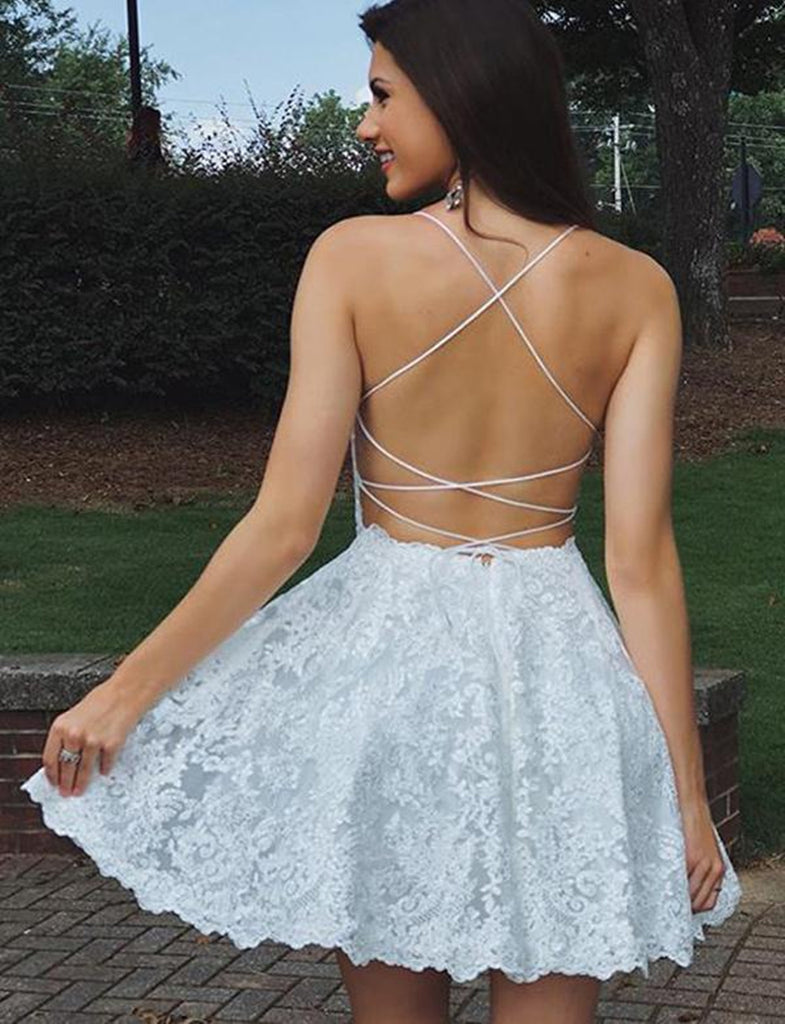 white backless cocktail dress