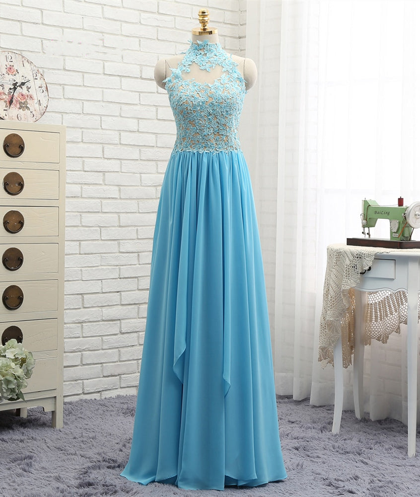 high neck graduation dress