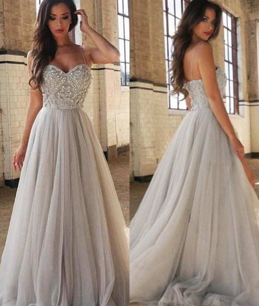 long dress silver grey