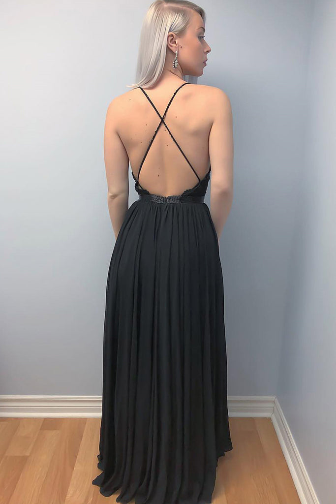 black dress with two leg slits