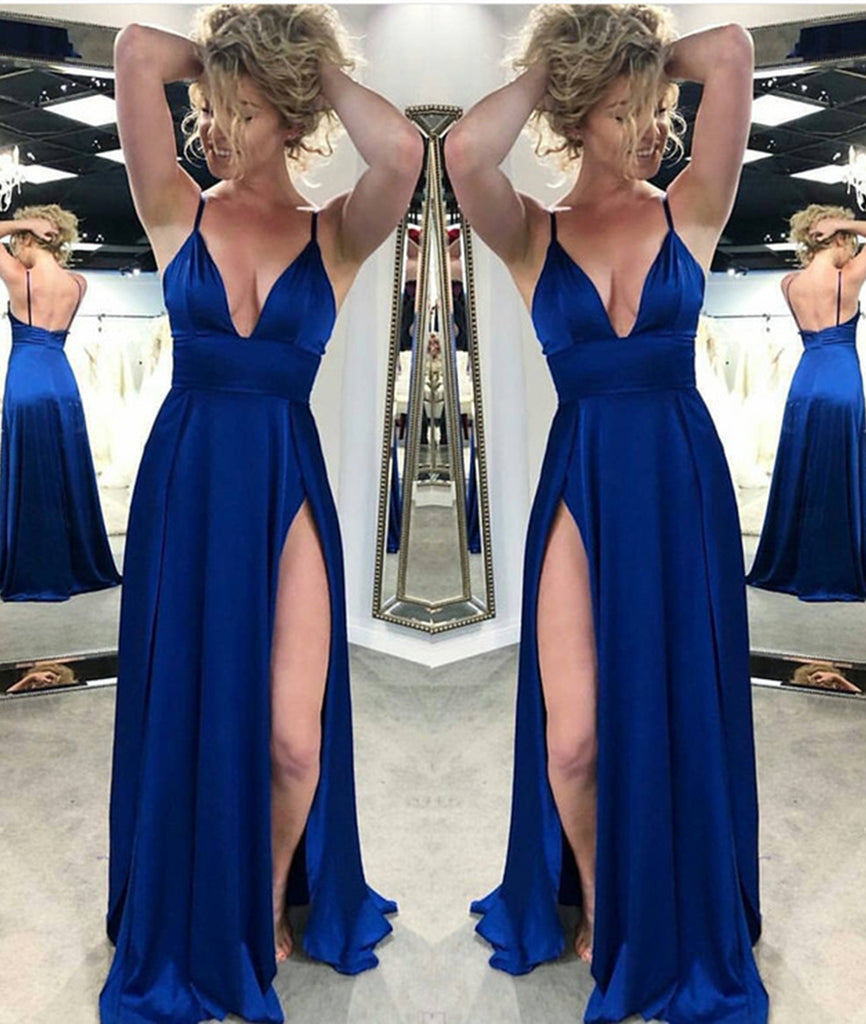 royal blue backless dress