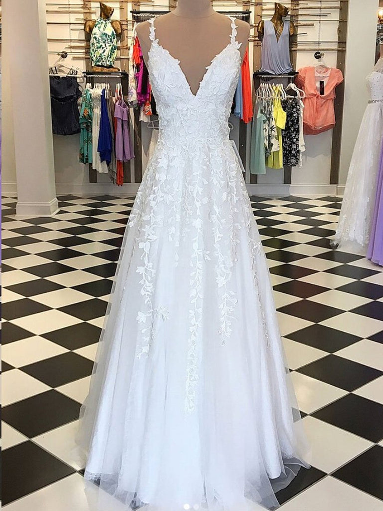 white floor length formal dresses