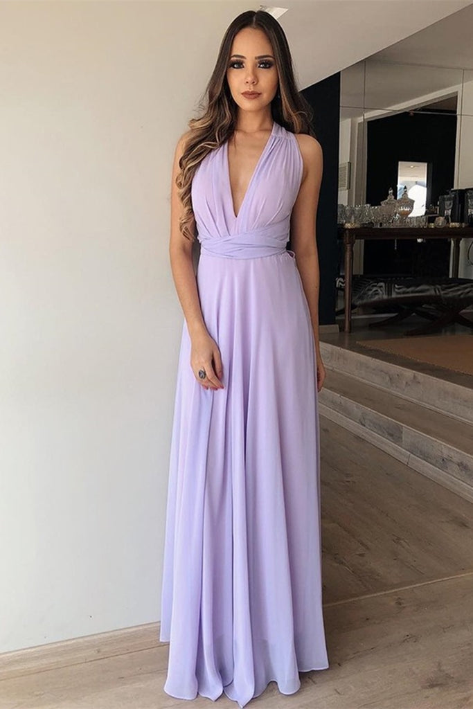lavender v neck dress