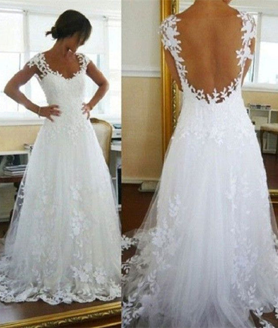 white backless wedding dress
