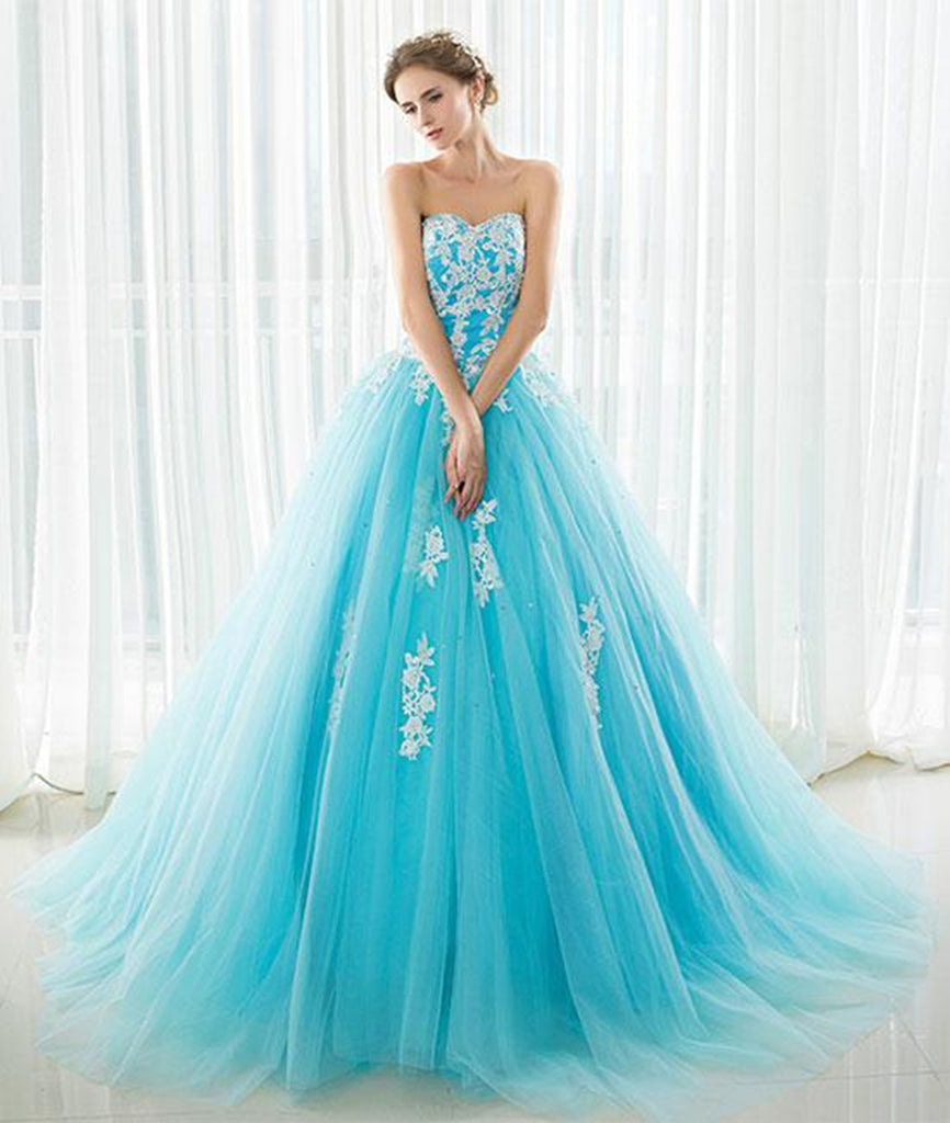 electric blue ball gown