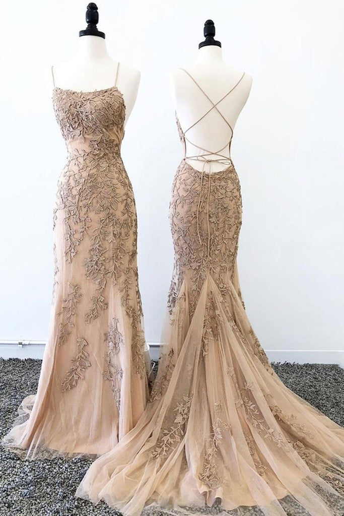 champagne color evening dress