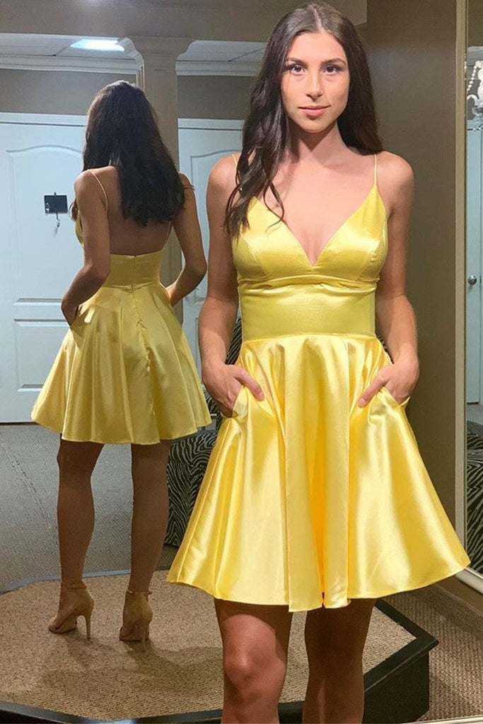 short formal yellow dresses