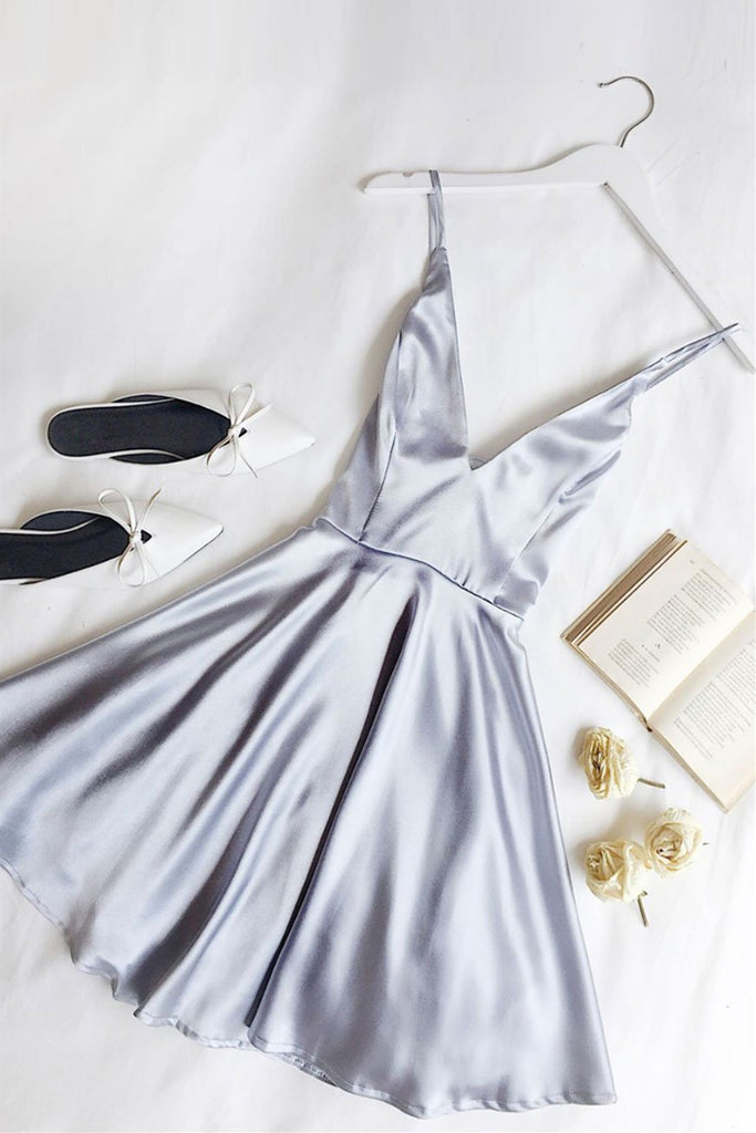 light blue v neck dress