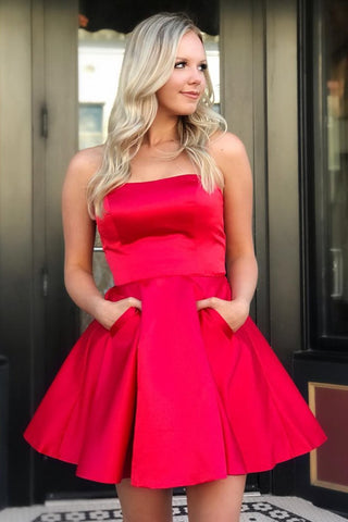 simple red formal dress