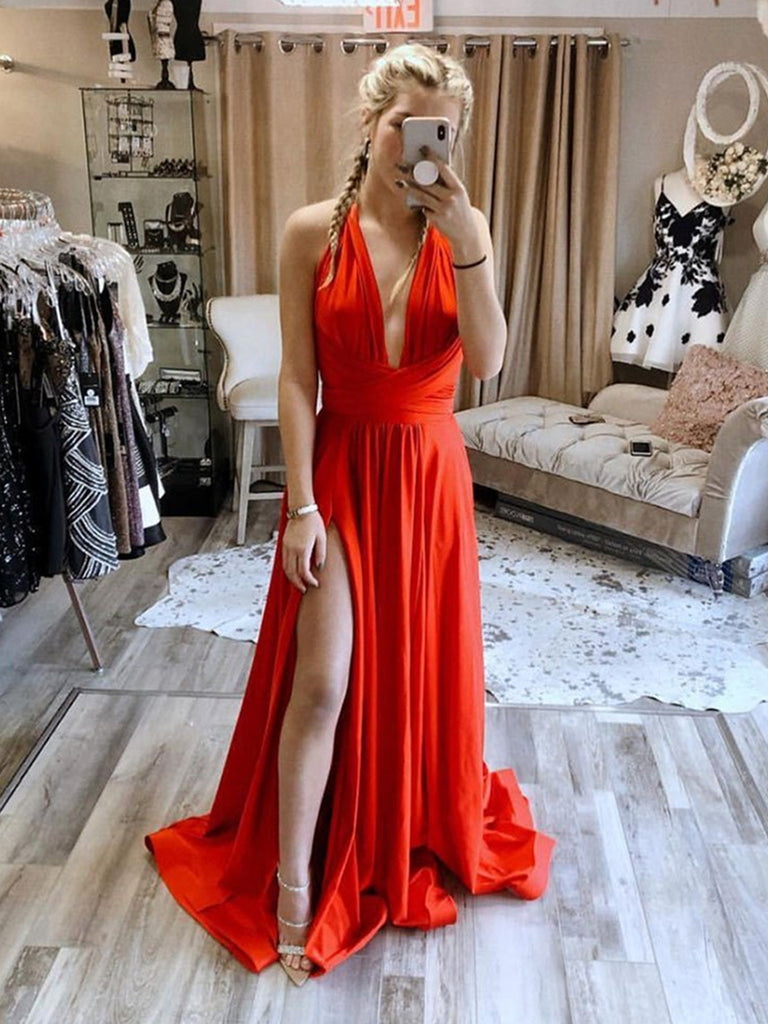 red color long dress