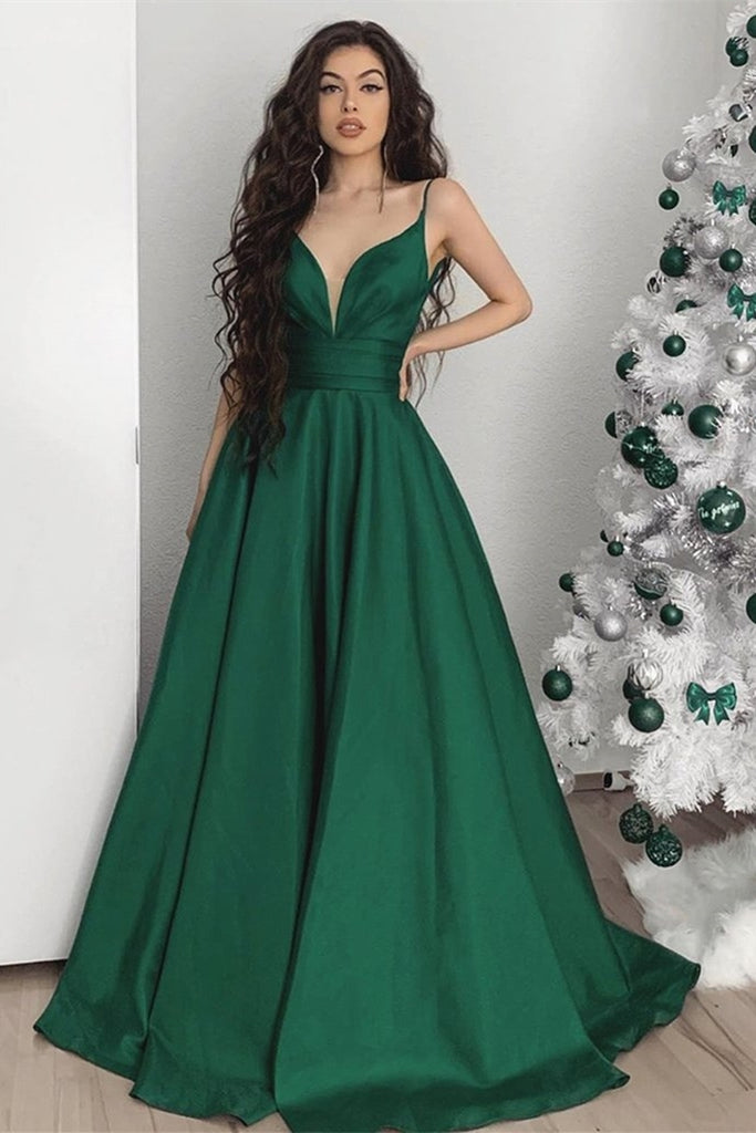 emerald green dresses formal