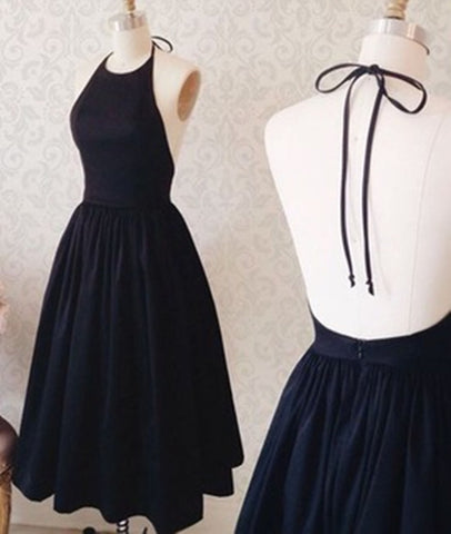 black halter neck prom dress