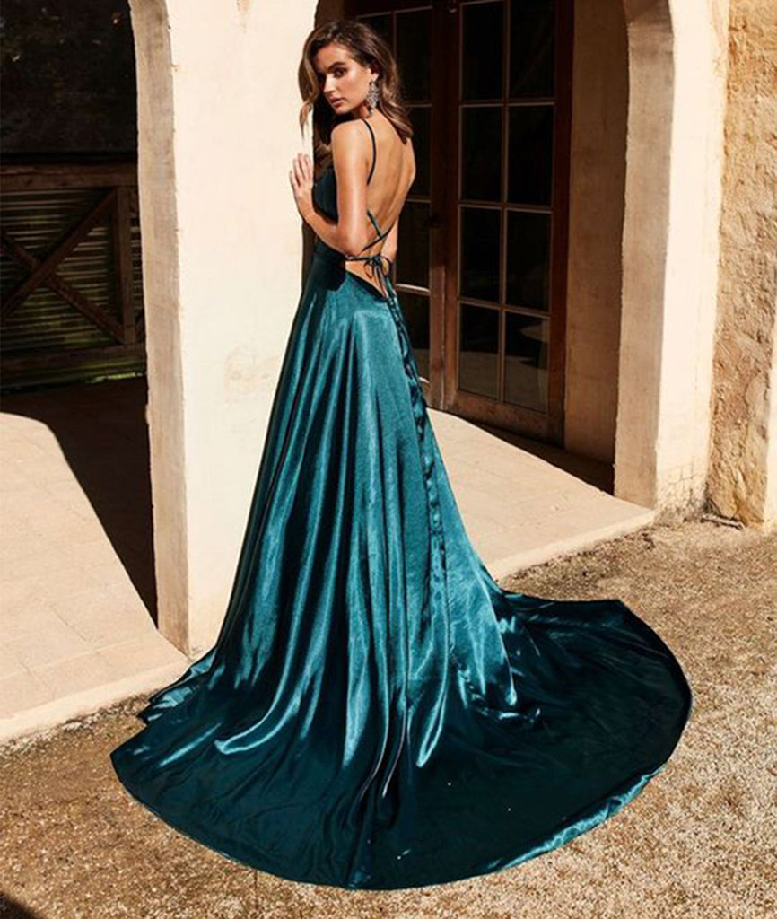 green long evening gown