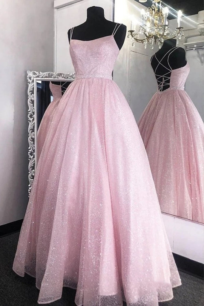 long sparkly pink dress