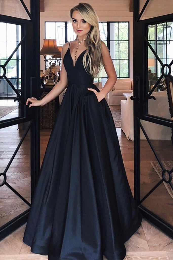 satin black prom dress