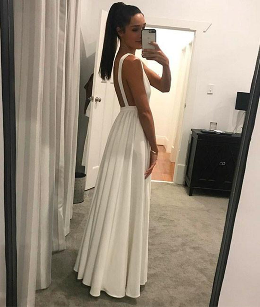 white floor length formal dresses