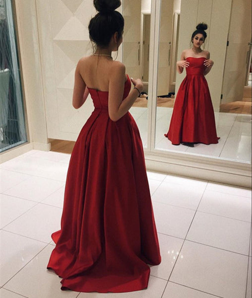 Simple Fluffy Red Prom Dresses, Red Formal Dresses, Red Evening Dresse
