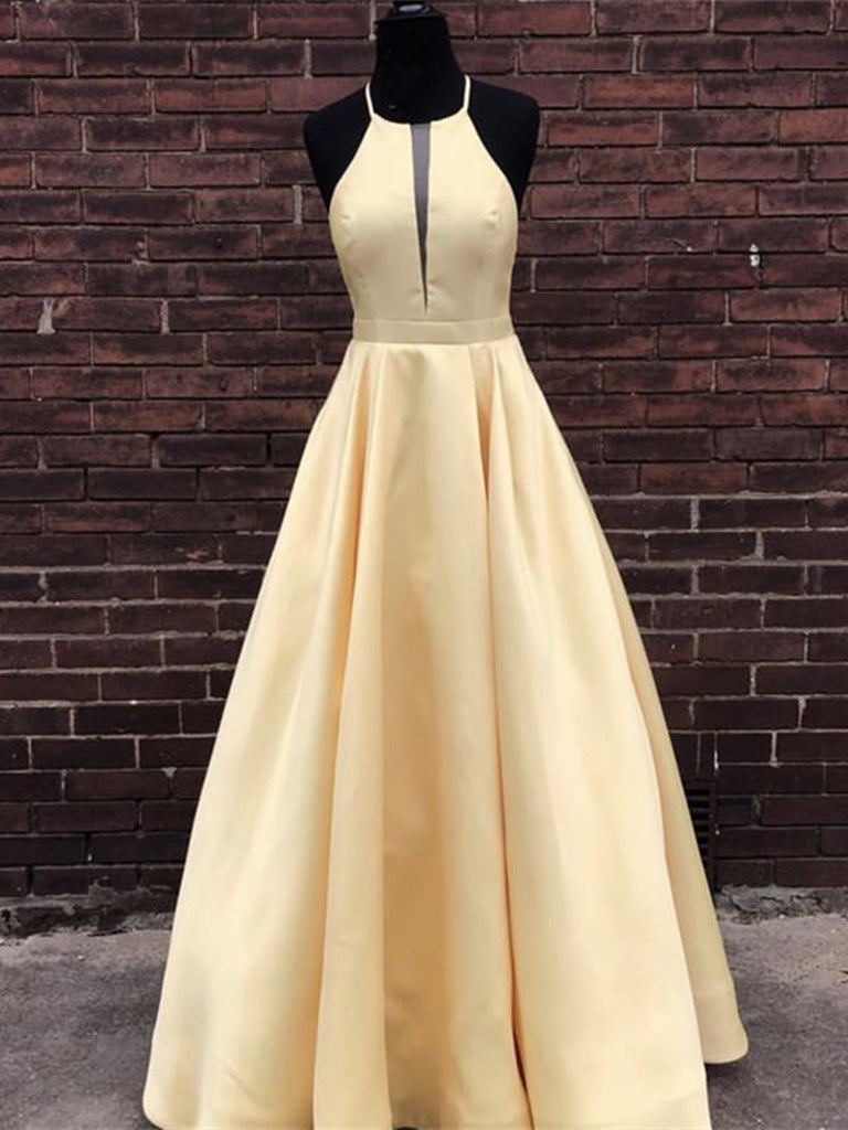 simple yellow prom dress