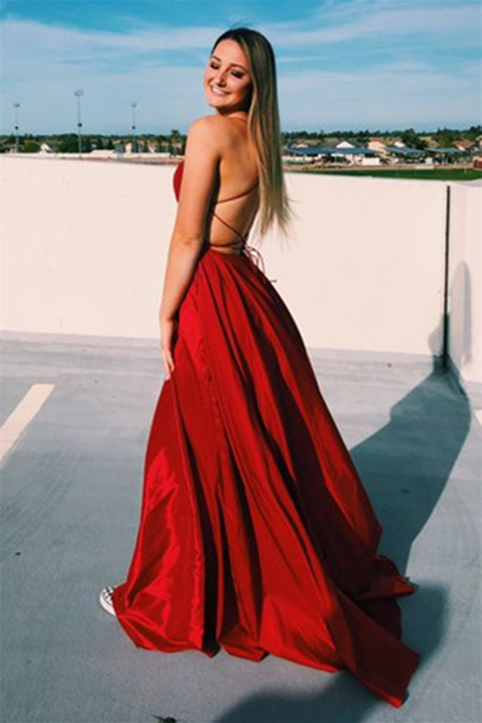 Long Red Backless Dress Sale, 54% OFF ...