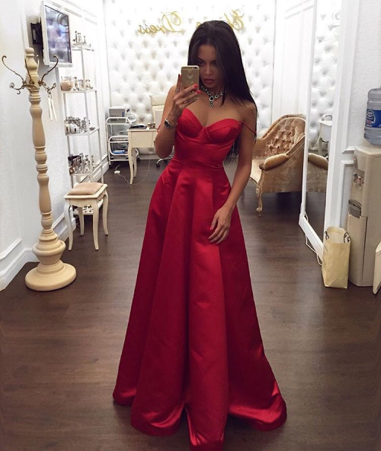 simple red formal dress