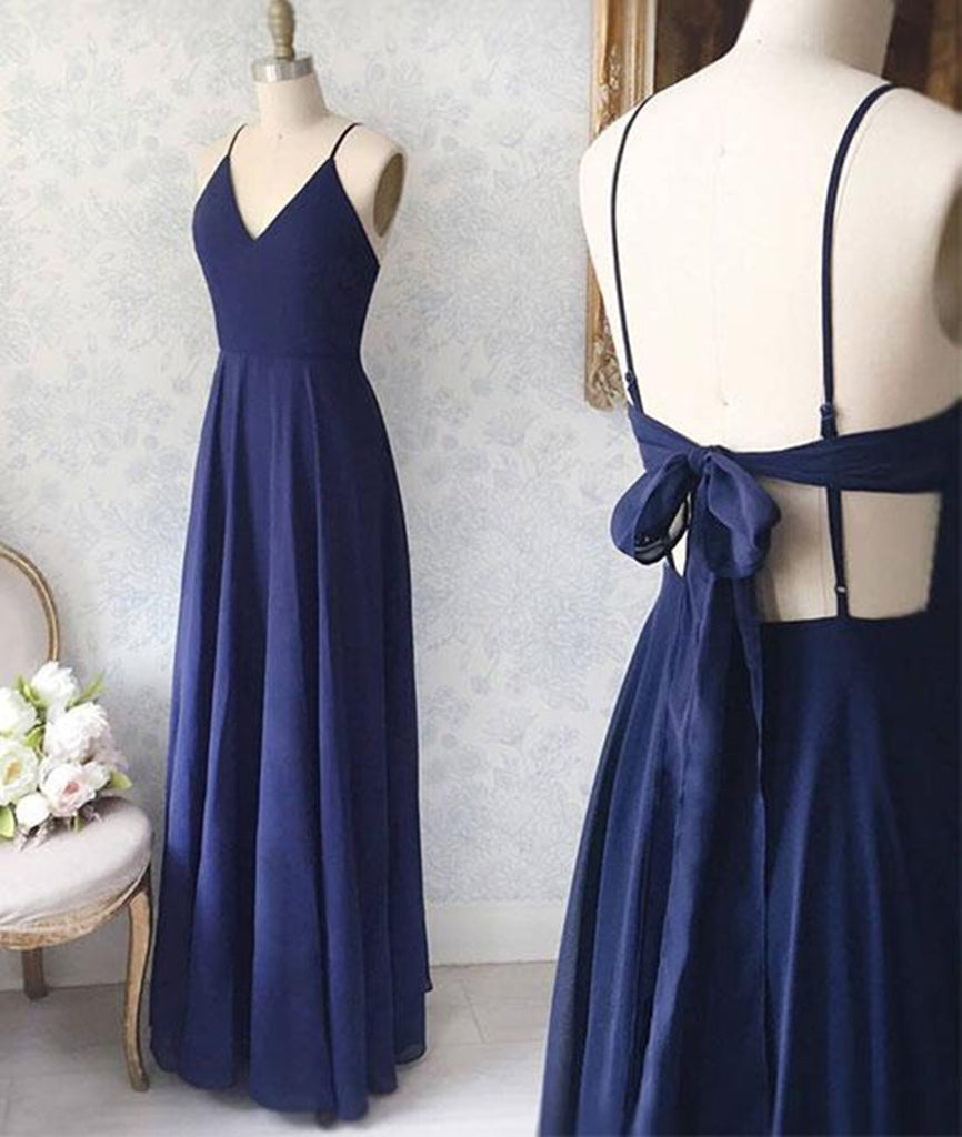 backless blue prom dress