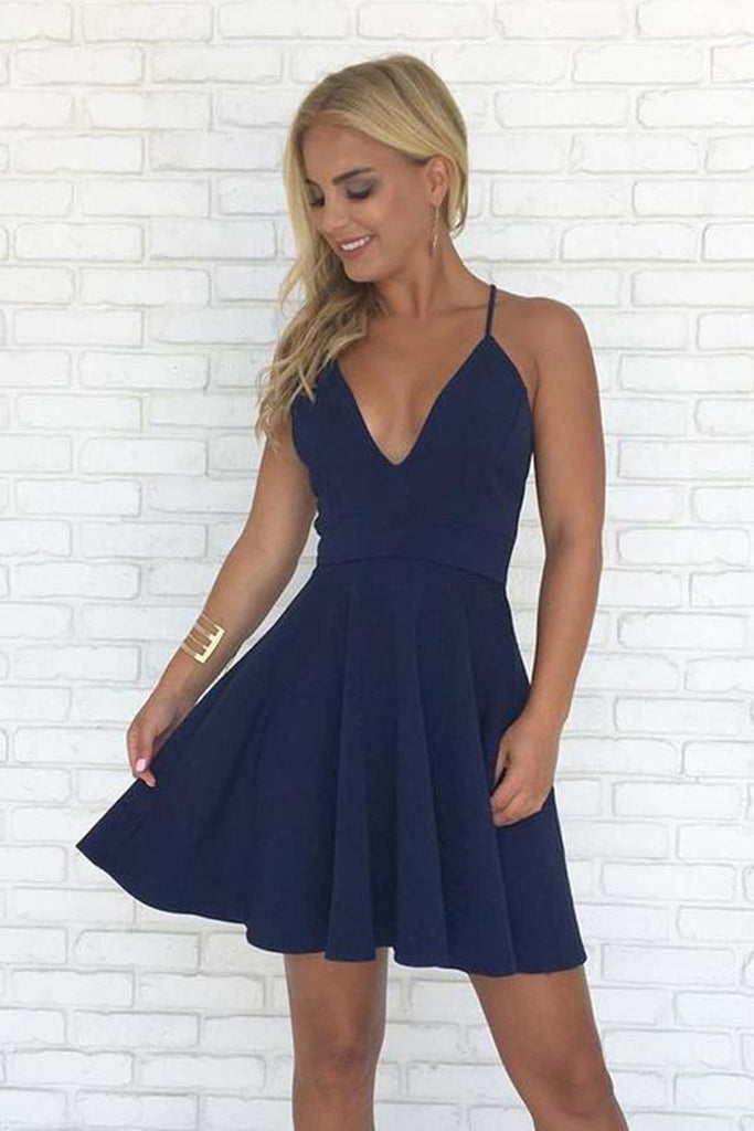 dark blue short prom dresses