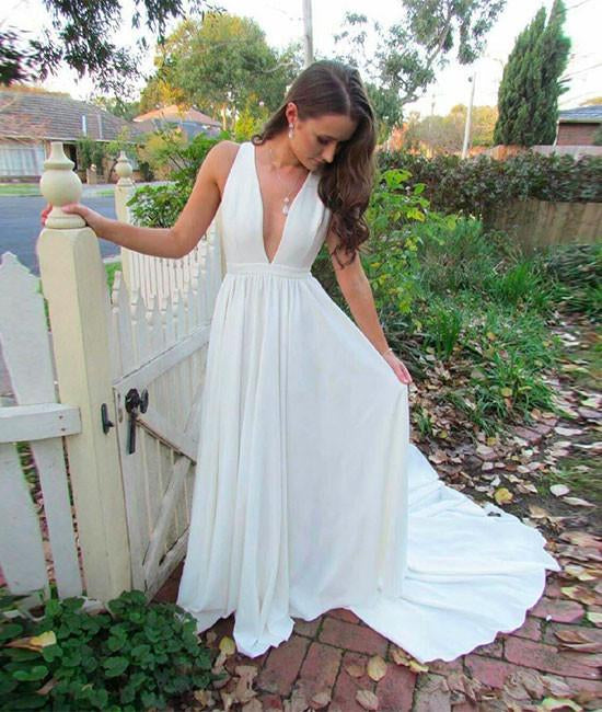 white dress with a train