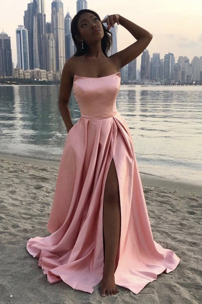 satin prom dresses long