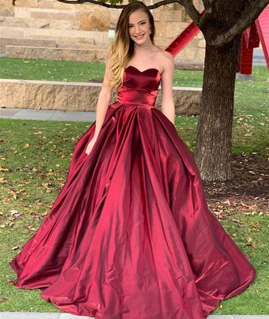 burgundy satin gown