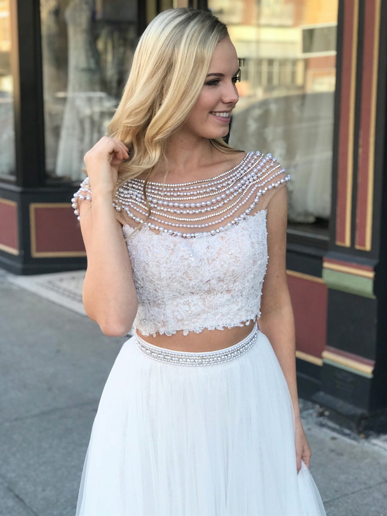 lace and beads white dress
