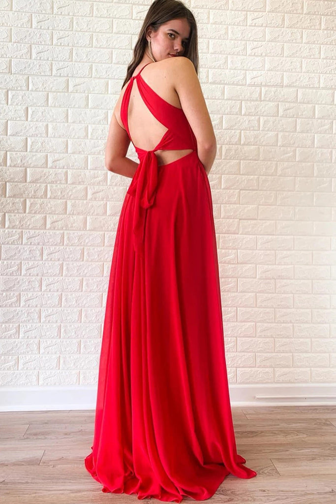 prom dress high neck red overlay