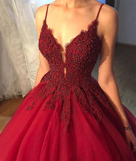 burgundy lace formal dress