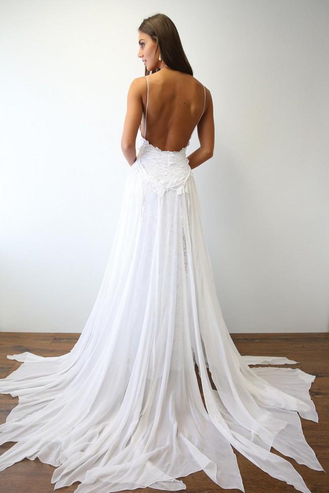 White Backless Tulle Lace Prom Dress White Wedding Dress Backless Ev Abcprom 6633