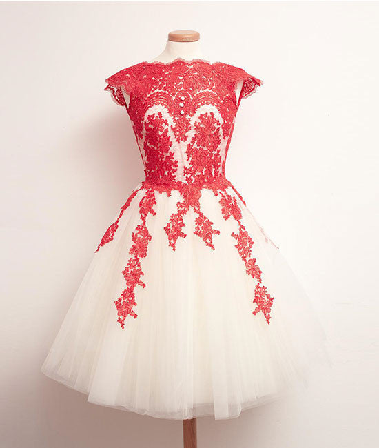 white dress with red lace
