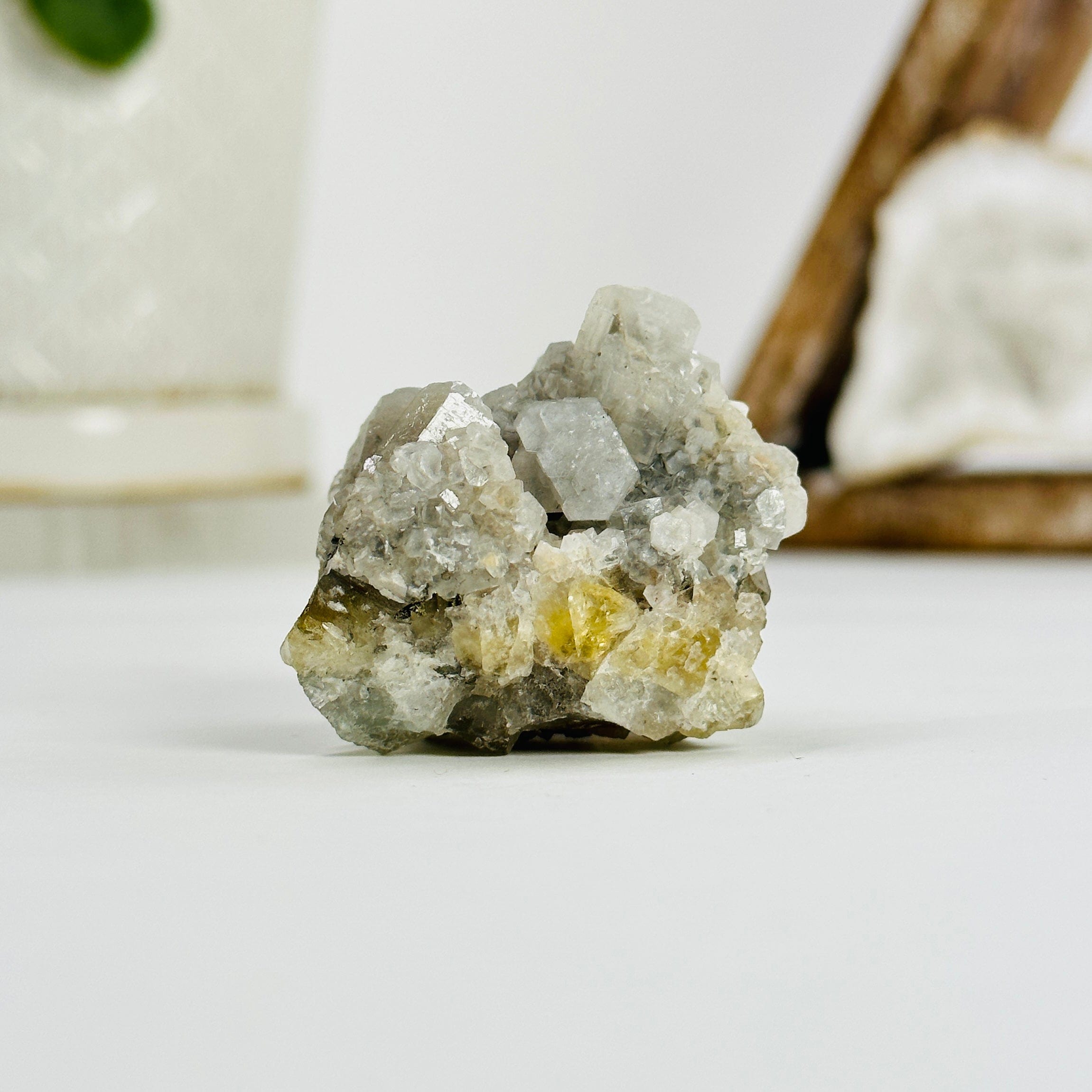 Epidote with Crystal Quartz  Cluster