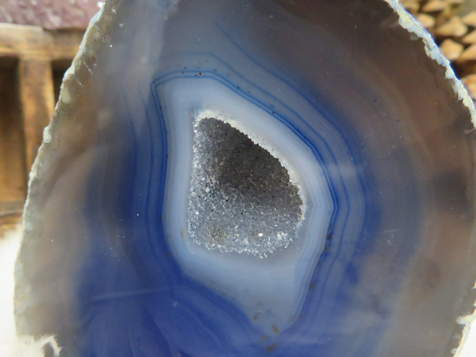 Blue Agate Cut Base - Dyed Half Geode Druzy - Paper Weight ...