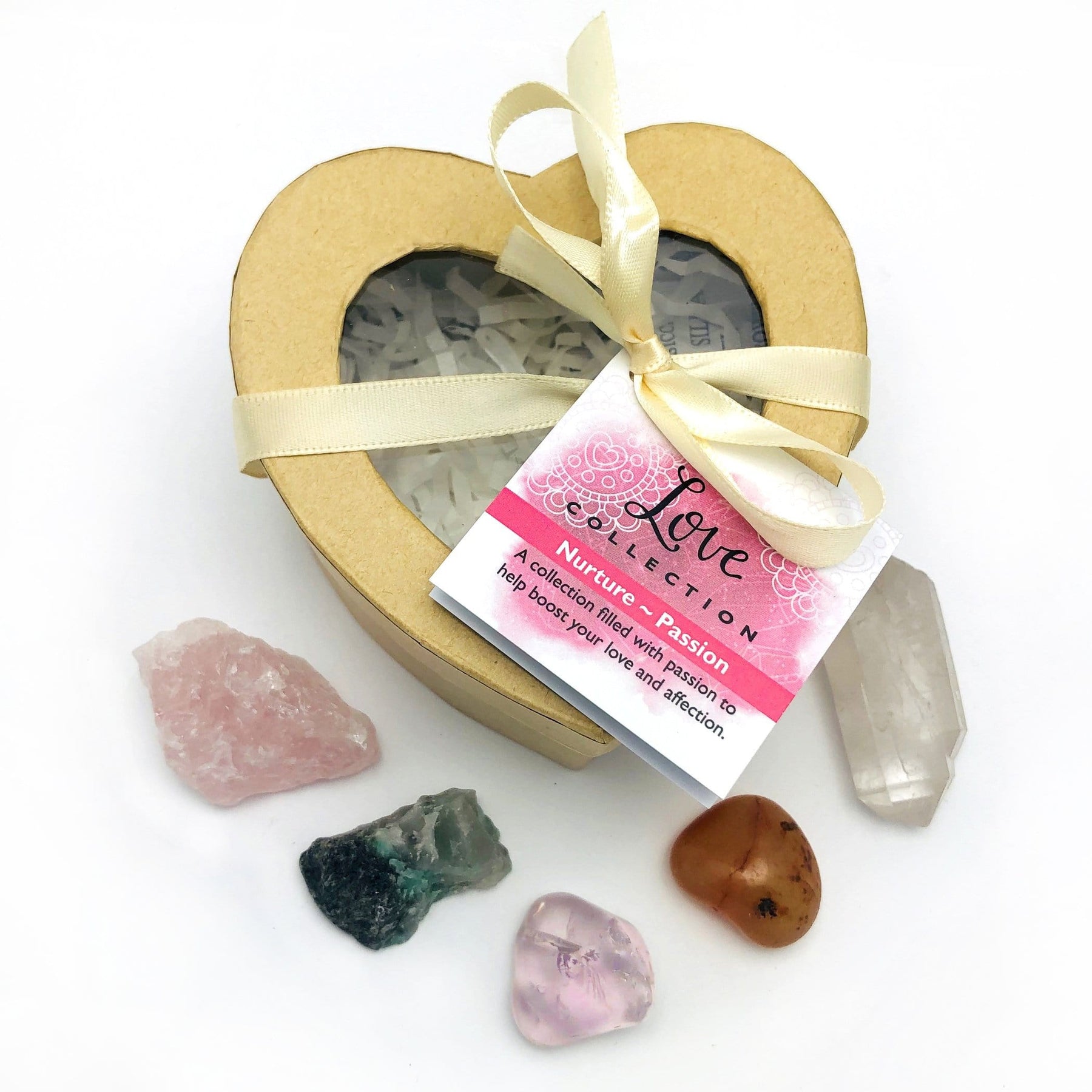 Crystal Healing Love Set Of Stones In Heart Shaped Box Rock Paradise