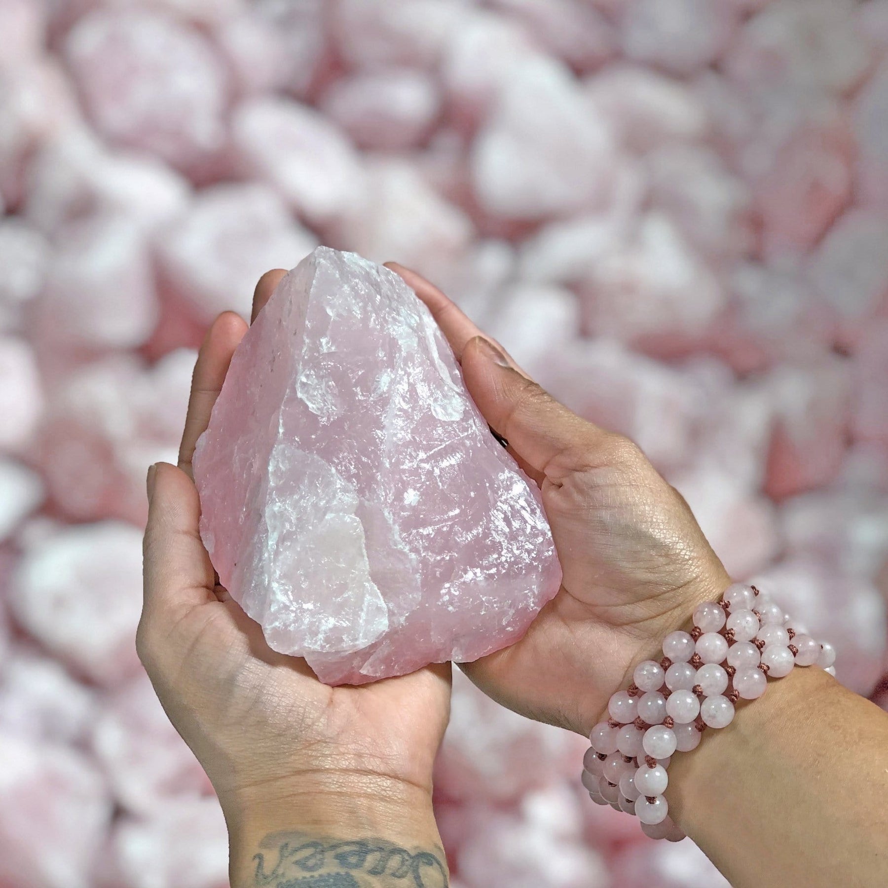 big rose quartz rock